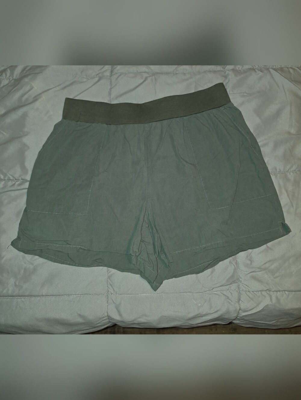 Women's Olive Green Elastic Waist Shorts